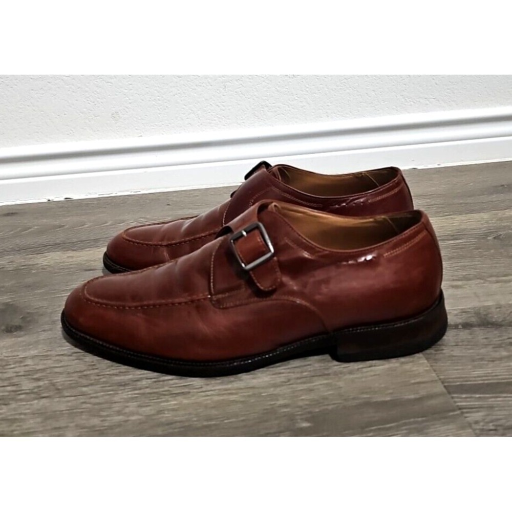 Johnston Murphy Dress Shoes Mens 10.5M Brown Leather Oxford Monk Strap Buckle - Picture 3 of 7